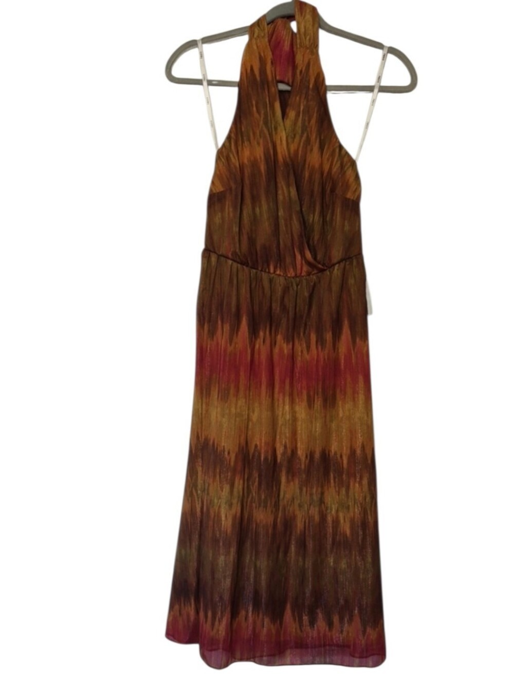 SIENA Metallic Abstract Halter Midi Dress Size 6 NWT